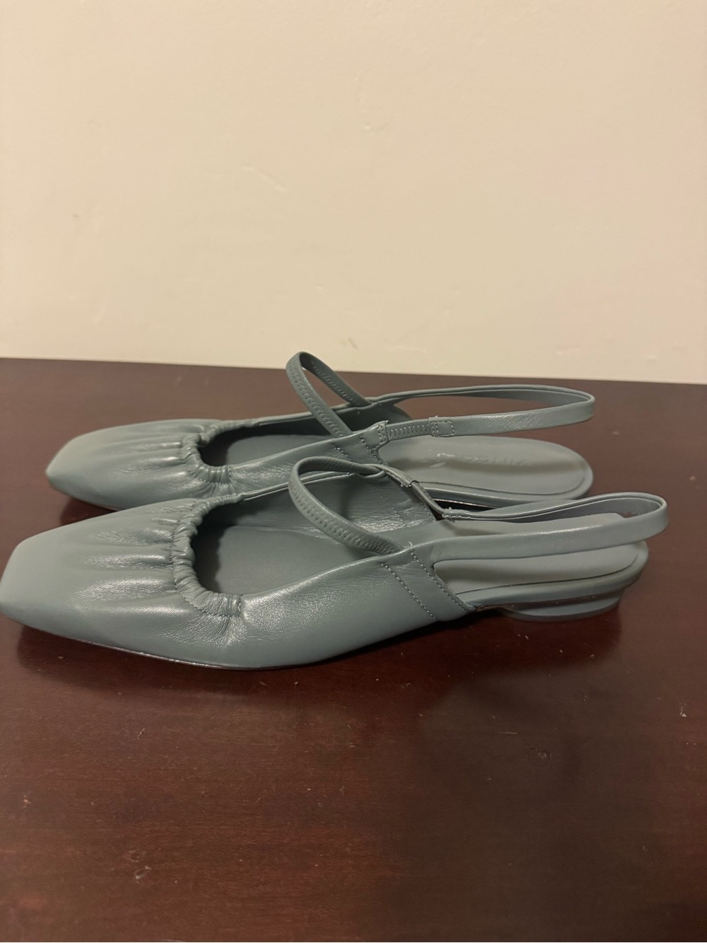 Vince Ruched Square-Toe Slingback Flats in gray/grey /blue - Picture 2 of 4